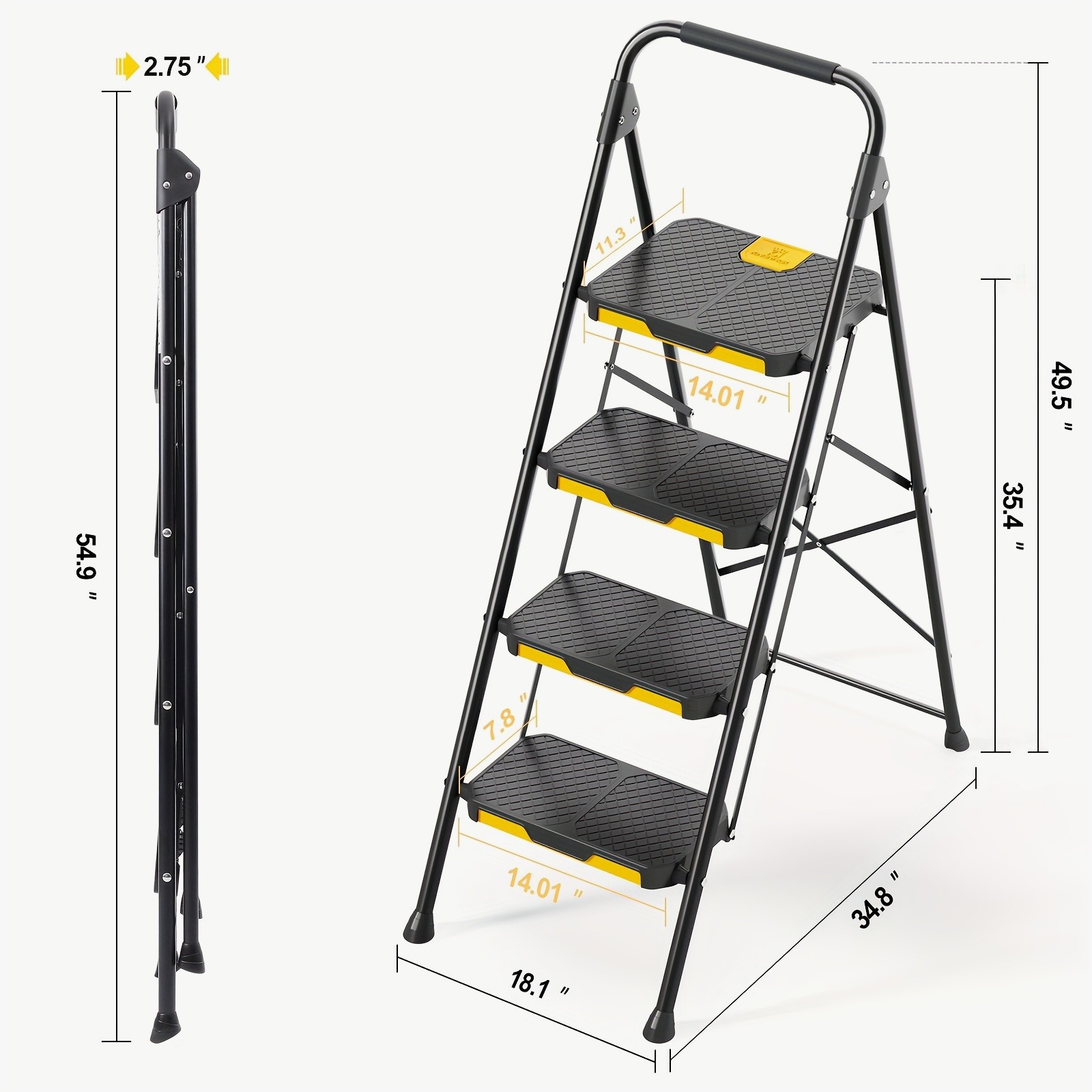 Home Security Features - Heavy-Duty Folding Step Ladder – 2/3/4/5-Step