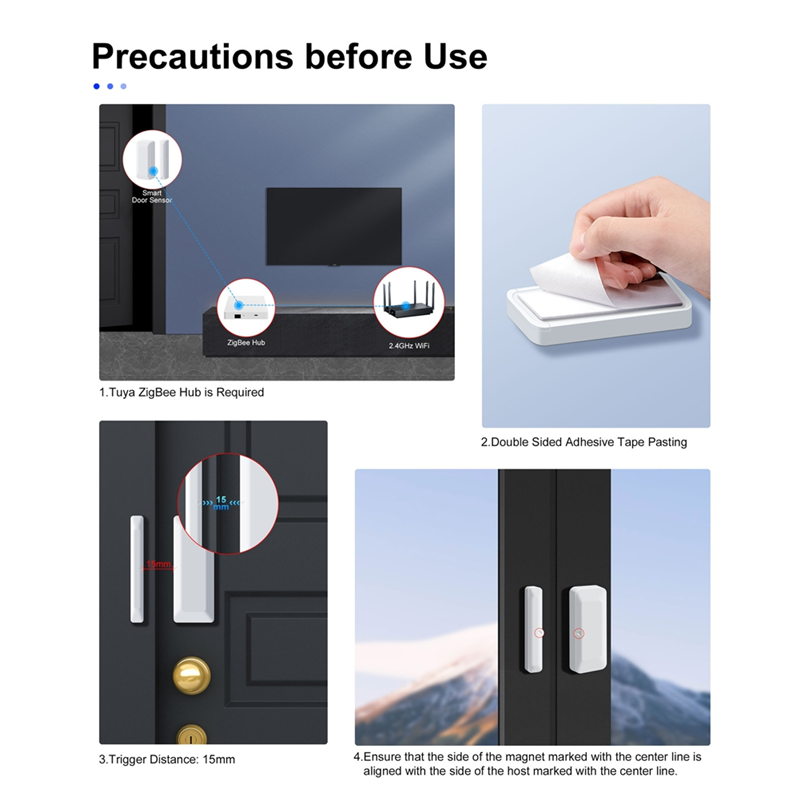 Home Security Doors - HLZS-Tuya Zigbee Door Sensor Window Sensor