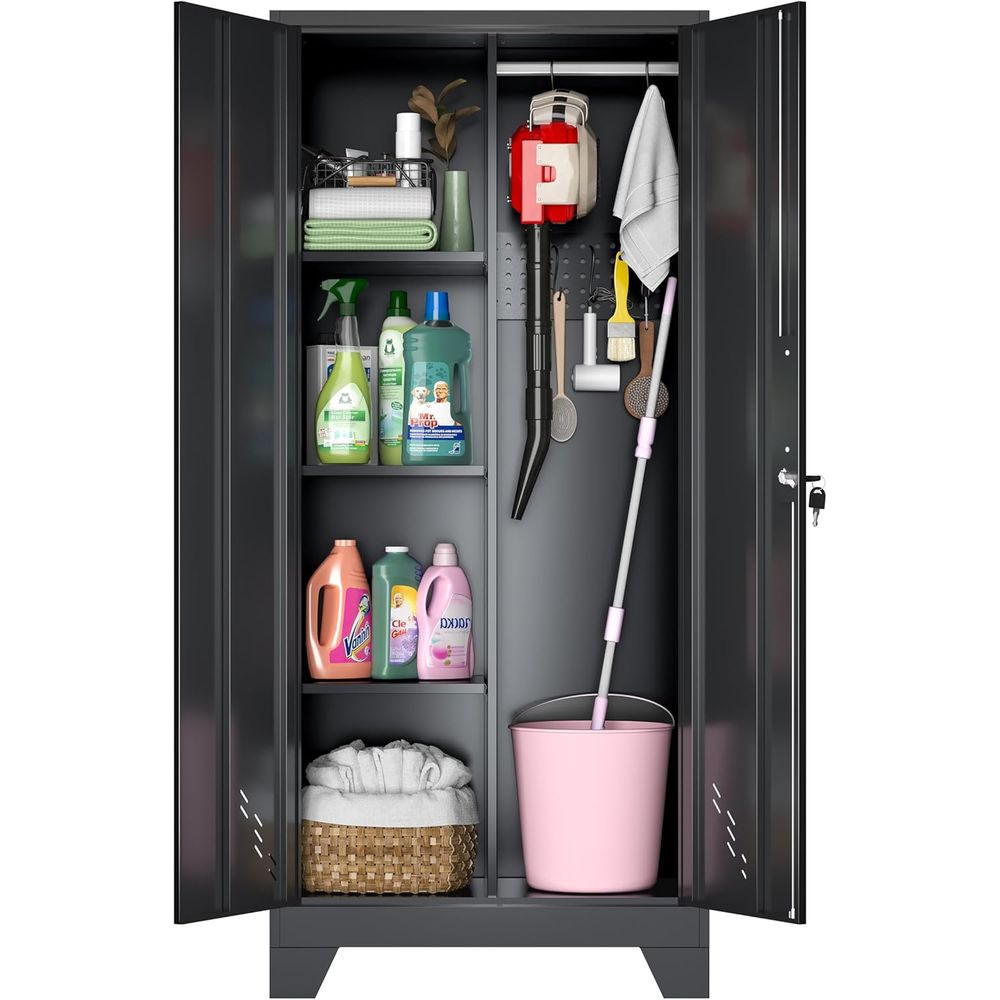 Home Security Features - Secure Metal Storage Cabinet with Lock,