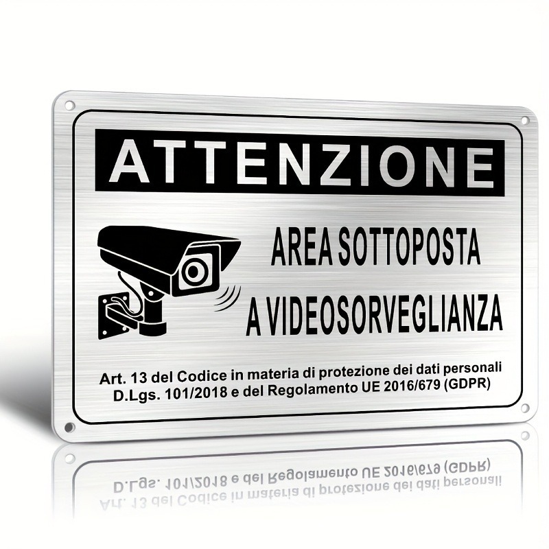 Home Security Cameras - Italian Security Sign 20X30cm – Aluminum