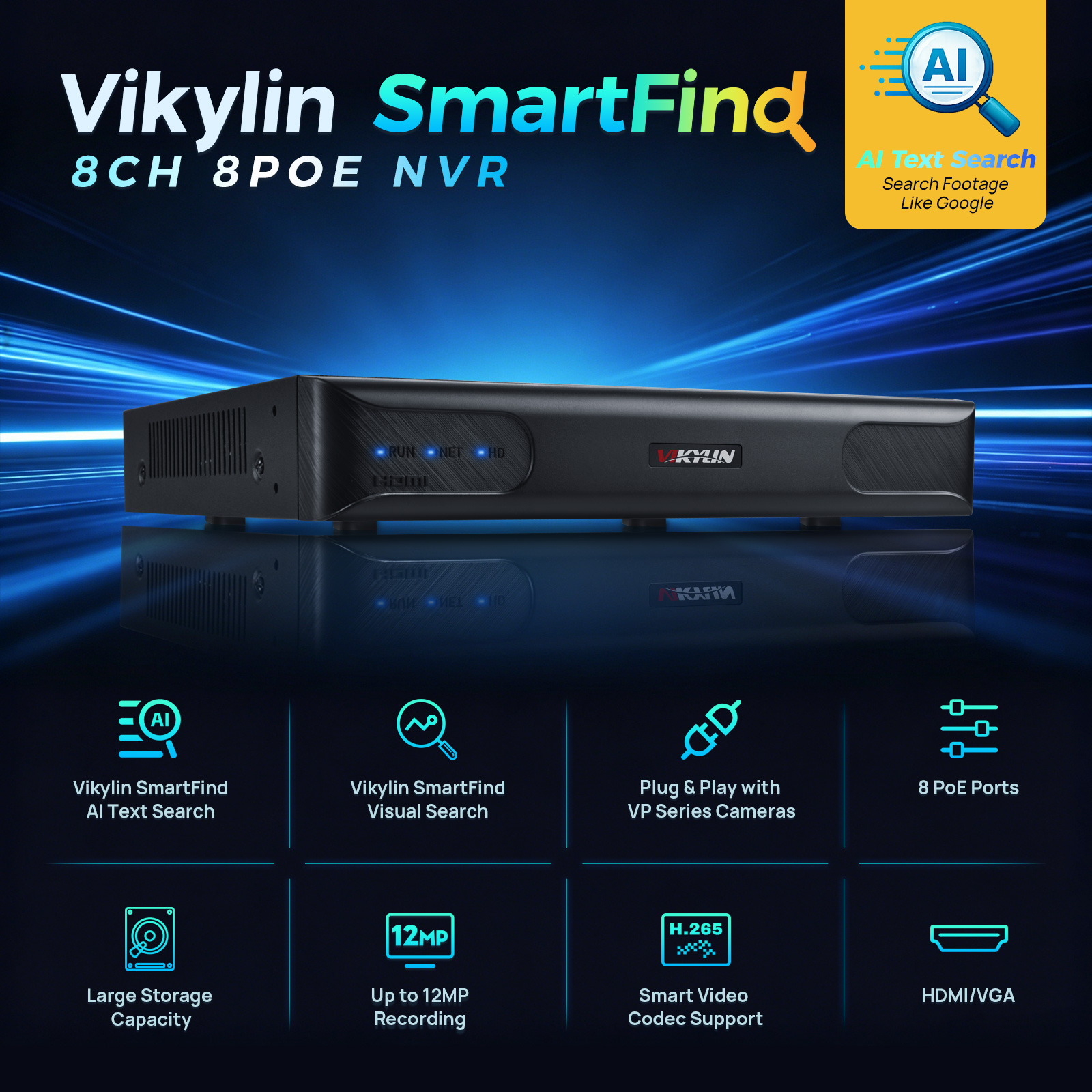 Vikylin 4K NVR UP to 12MP 8CH  - Home Security And Camera Systems incelemesi ve fiyatı