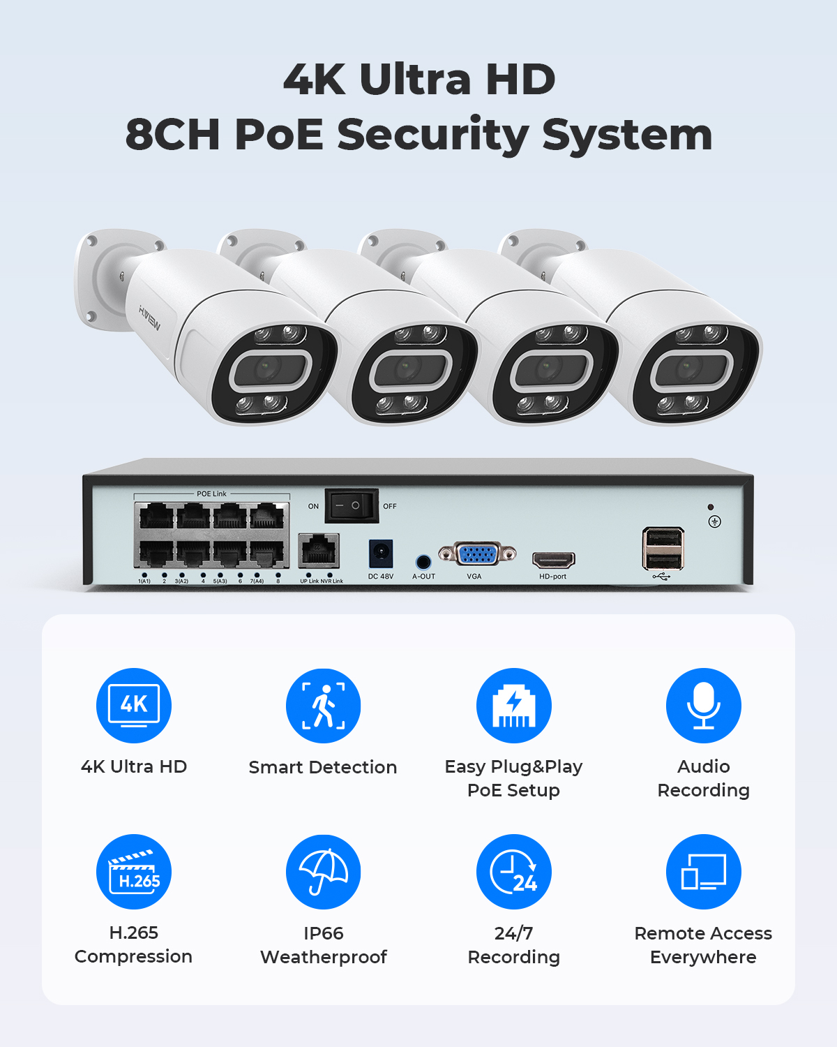 H.View 4K 5Mp 8Mp poe Cctv Sec - Home Security And Camera Systems incelemesi ve fiyatı