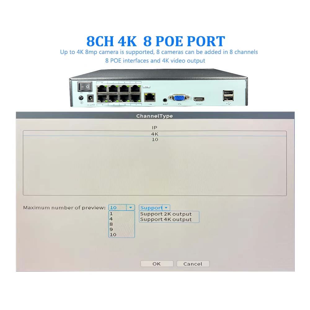 4K 10CH NVR 4/8Port POE For 8M - Home Security Cameras incelemesi ve fiyatı