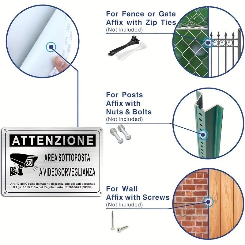 Italian Security Sign 20X30cm  - Home Security Cameras incelemesi ve fiyatı